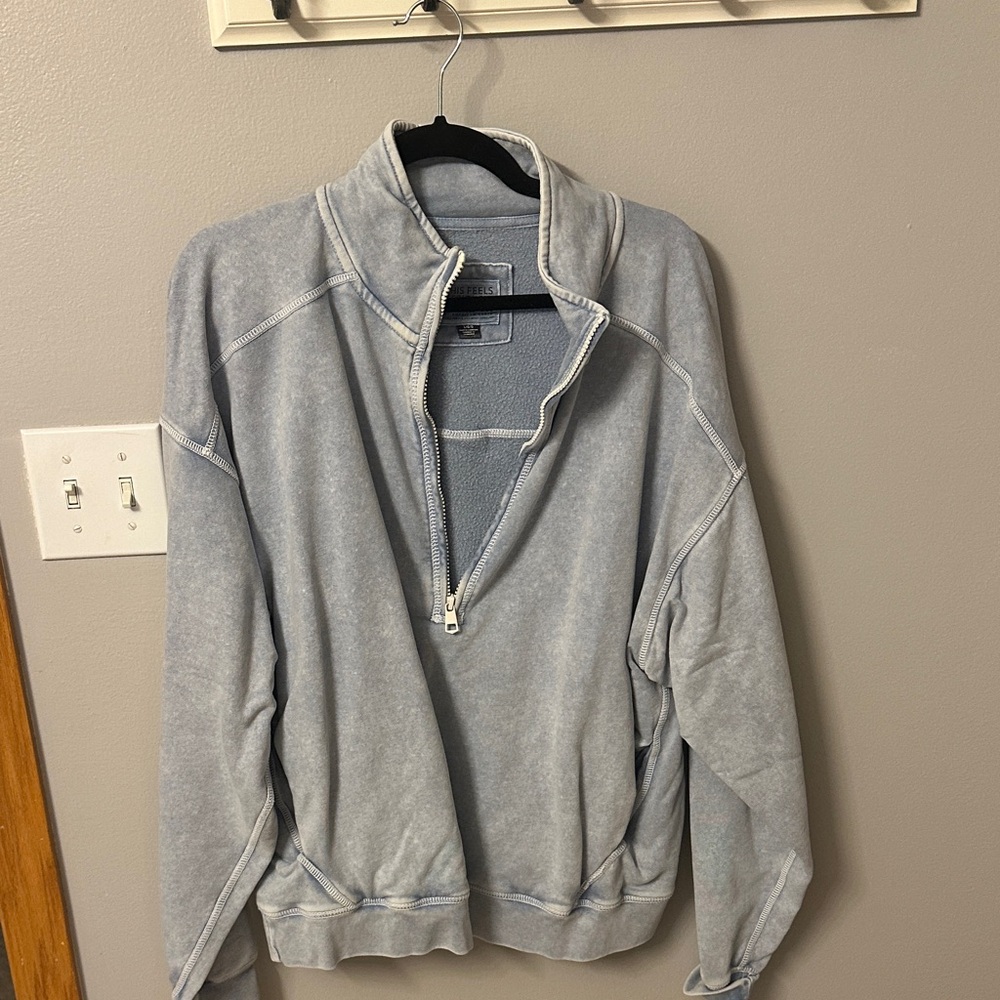 American Eagle Outfitters Zip-Up Sweater in Light Blue